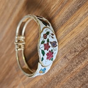 Vintage Cloissone White Floral Bracelet